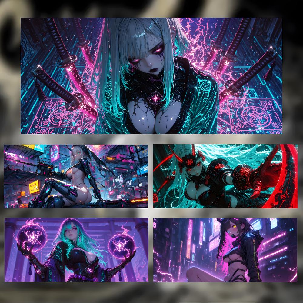Pc Gaming Girl - Podkładka pod mysz Cyberpunk, duża, gruba,
